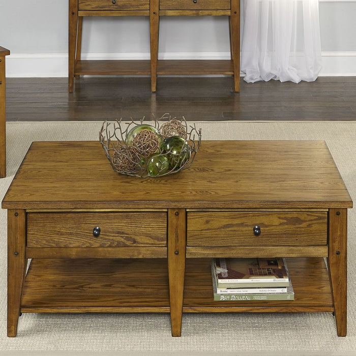 Liberty Furniture Lake House Cocktail Table in Oak - Furniture 4 Less (Jacksonville, NC)