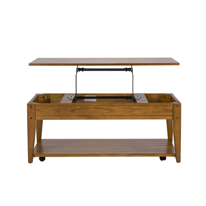 Liberty Furniture Lake House Lift Top Cocktail Table in Oak - Furniture 4 Less (Jacksonville, NC)