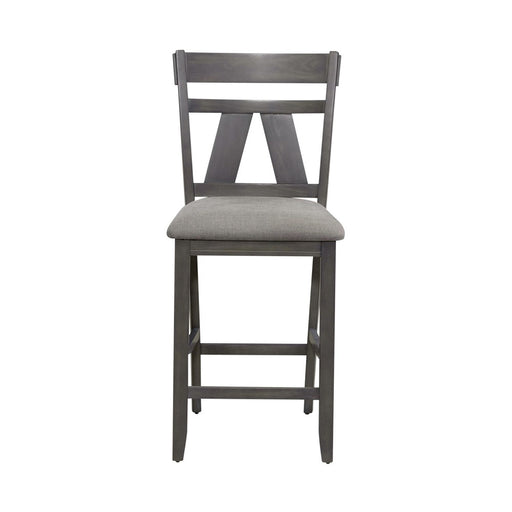 Liberty Furniture Lawson Splat Back Counter Chair (Set of 2) in Weathered Gray - Furniture 4 Less (Jacksonville, NC)