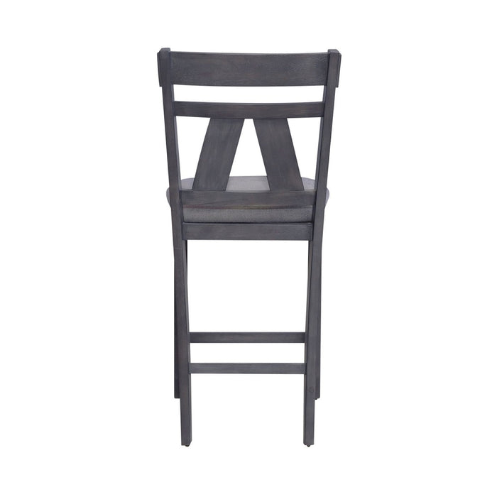 Liberty Furniture Lawson Splat Back Counter Chair (Set of 2) in Weathered Gray - Furniture 4 Less (Jacksonville, NC)
