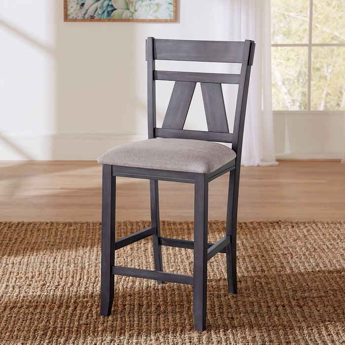 Liberty Furniture Lawson Splat Back Counter Chair (Set of 2) in Weathered Gray - Furniture 4 Less (Jacksonville, NC)