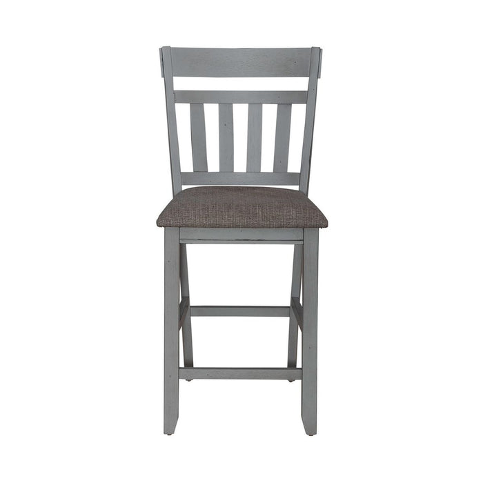 Liberty Furniture Newport Splat Back Counter Chair (Set of 2) in Smokey Grey - Furniture 4 Less (Jacksonville, NC)