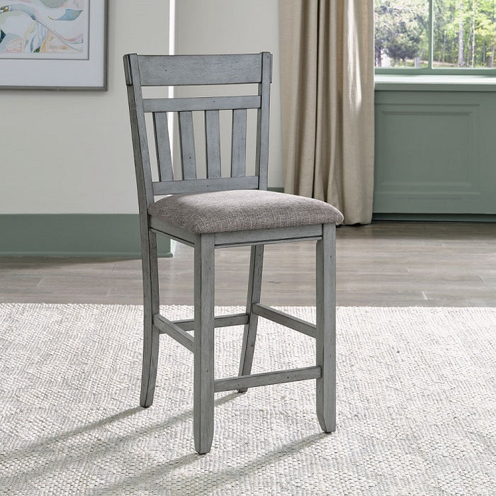 Liberty Furniture Newport Splat Back Counter Chair (Set of 2) in Smokey Grey - Furniture 4 Less (Jacksonville, NC)