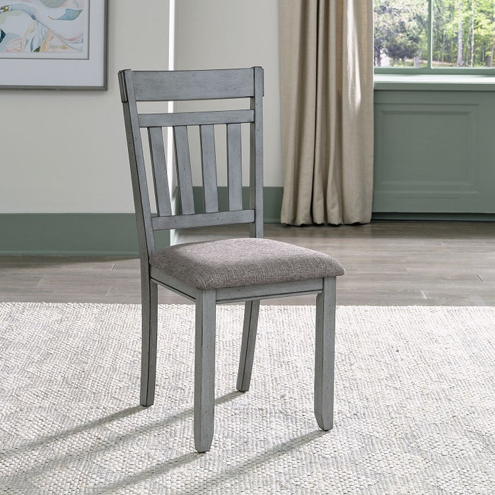 Liberty Furniture Newport Splat Back Side Chair (Set of 2) in Smokey Grey - Furniture 4 Less (Jacksonville, NC)