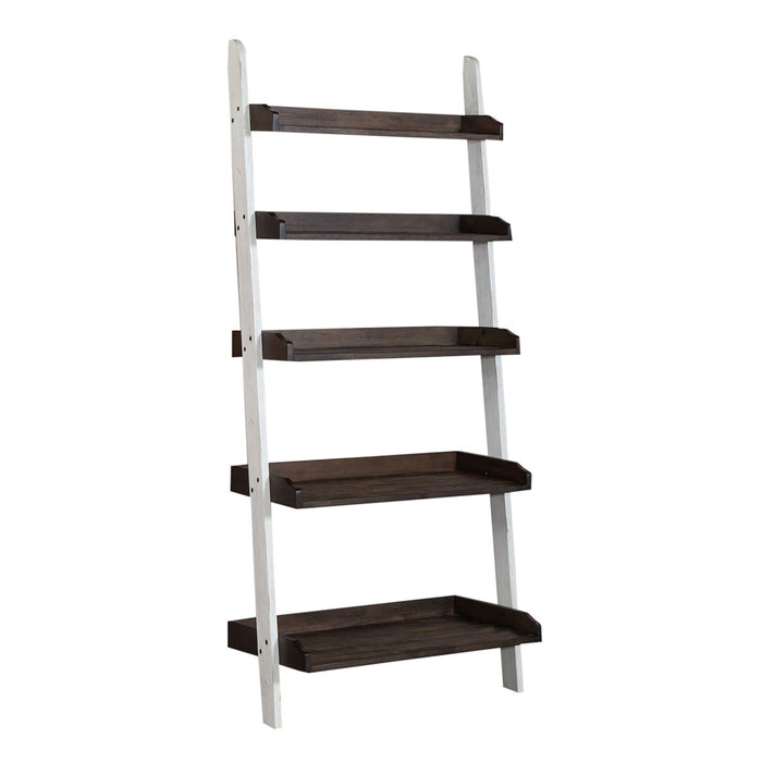 Farmhouse Leaning Bookcase in White/Oak - Furniture 4 Less (Jacksonville, NC)