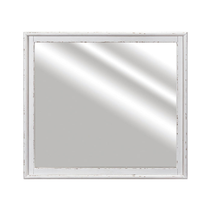 Backroads Landscape Mirror in Weathered White/Parchment Brown - Furniture 4 Less (Jacksonville, NC)
