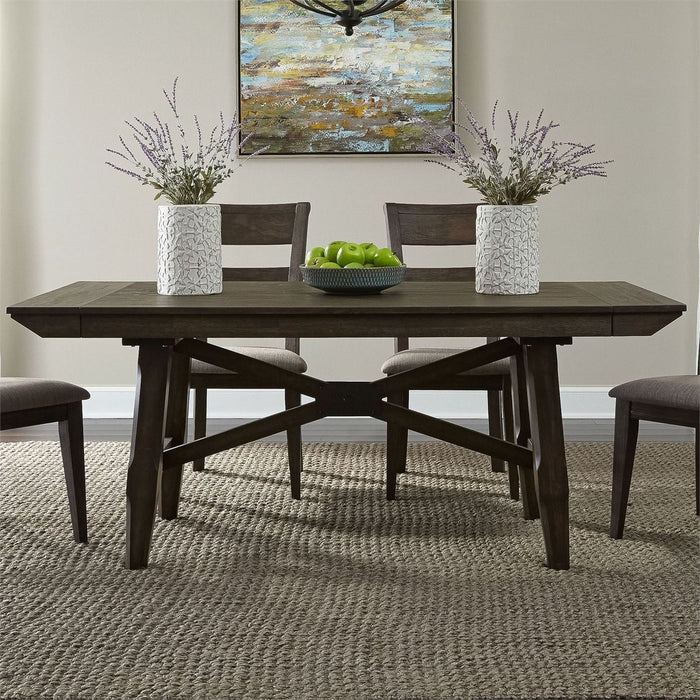 Liberty Furniture Double Bridge Trestle Table in Dark Chestnut - Furniture 4 Less (Jacksonville, NC)