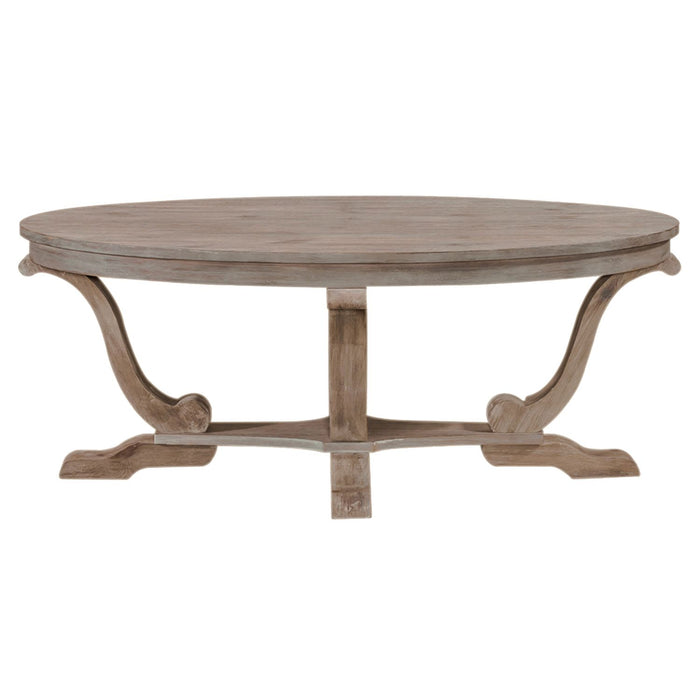Greystone Mill Oval Cocktail Table in Stone White - Furniture 4 Less (Jacksonville, NC)
