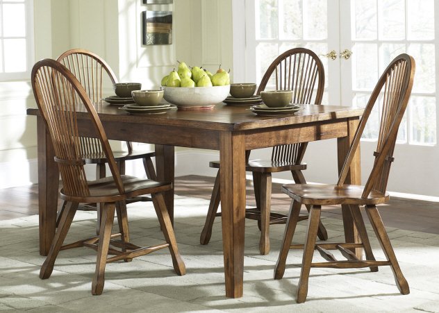 Liberty Furniture Treasures Solid Top Leg Table in Rustic Oak Finish - Furniture 4 Less (Jacksonville, NC)