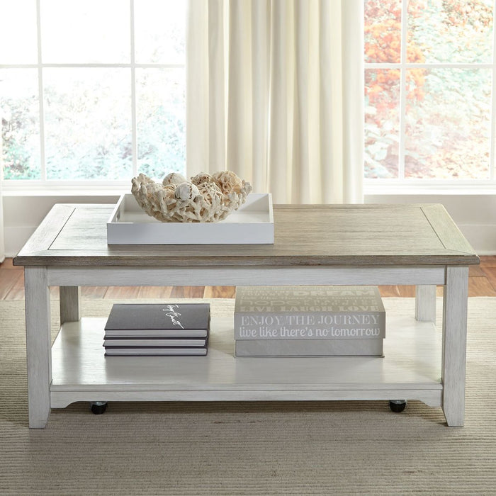 Liberty Furniture Summerville Rectangular Cocktail Table in Soft White Wash - Furniture 4 Less (Jacksonville, NC)