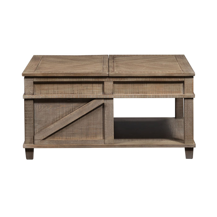 Parkland Falls Square Lift Top Cocktail Table in Weathered Taupe - Furniture 4 Less (Jacksonville, NC)