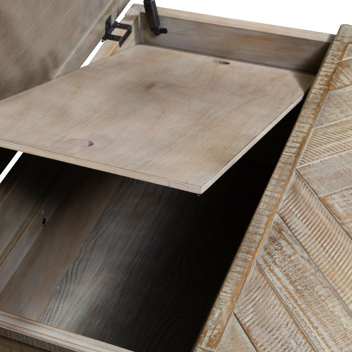 Parkland Falls Square Lift Top Cocktail Table in Weathered Taupe - Furniture 4 Less (Jacksonville, NC)
