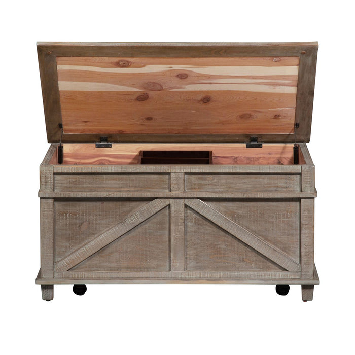 Parkland Falls Storage Trunk in Weathered Taupe - Furniture 4 Less (Jacksonville, NC)