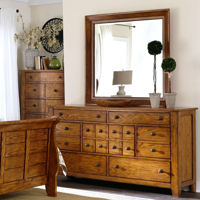 Grandpas Cabin King California Sleigh Bed, Dresser & Mirror - Furniture 4 Less (Jacksonville, NC)