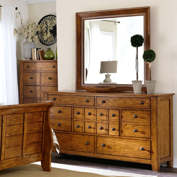Grandpa's Cabin Mirror in Age Oak - Furniture 4 Less (Jacksonville, NC)