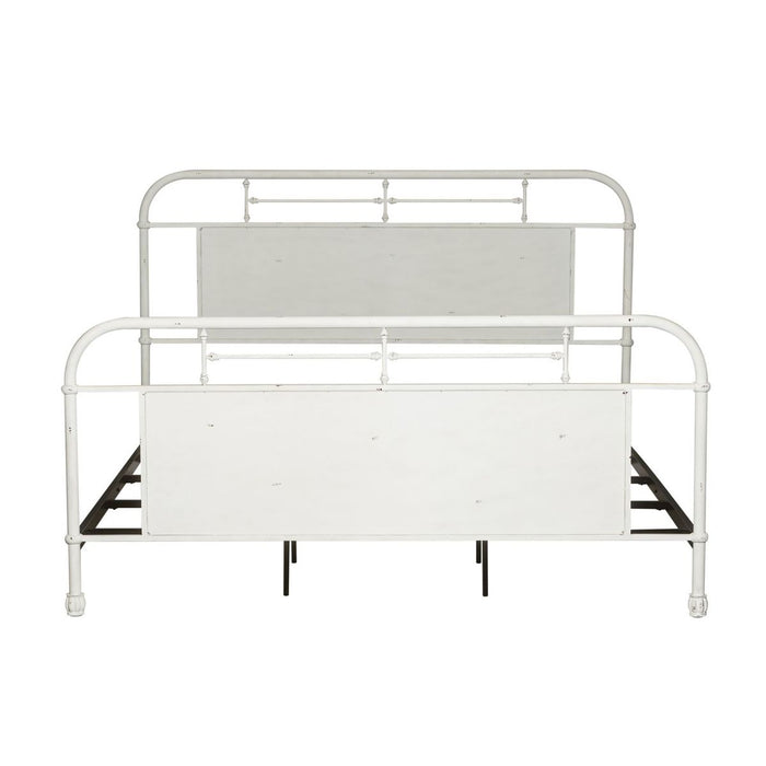 Liberty Furniture Vintage Series King Metal Bed in Antique White - Furniture 4 Less (Jacksonville, NC)