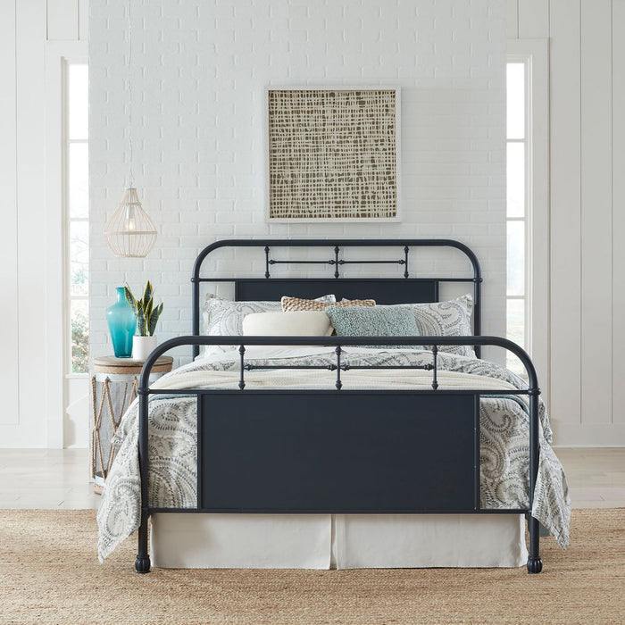 Liberty Furniture Vintage Series Queen Metal Bed in Navy - Furniture 4 Less (Jacksonville, NC)