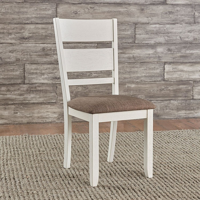 Liberty Furniture Brook Bay Slat Back Uph Side Chair (Set of 2) in Textured White - Furniture 4 Less (Jacksonville, NC)