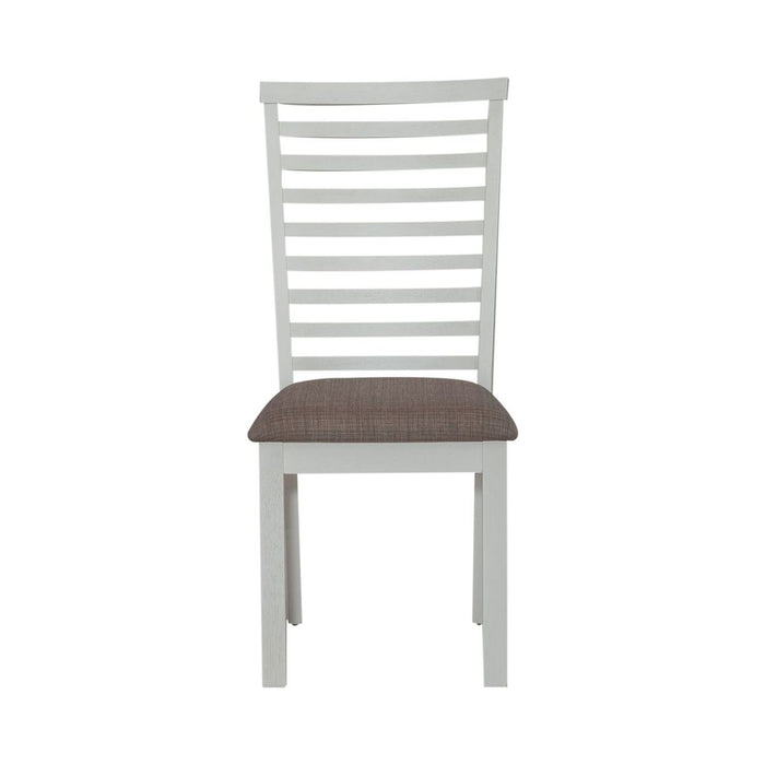 Liberty Furniture Brook Bay Uph Ladder Back Side Chair (Set of 2) in Textured White - Furniture 4 Less (Jacksonville, NC)