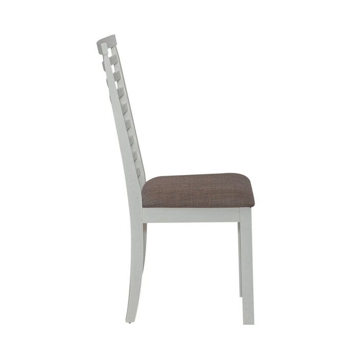 Liberty Furniture Brook Bay Uph Ladder Back Side Chair (Set of 2) in Textured White - Furniture 4 Less (Jacksonville, NC)