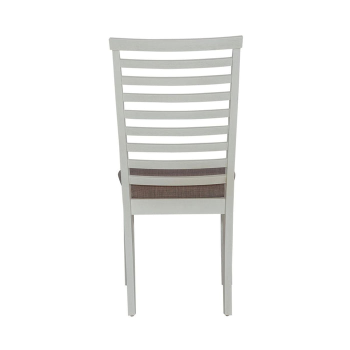 Liberty Furniture Brook Bay Uph Ladder Back Side Chair (Set of 2) in Textured White - Furniture 4 Less (Jacksonville, NC)