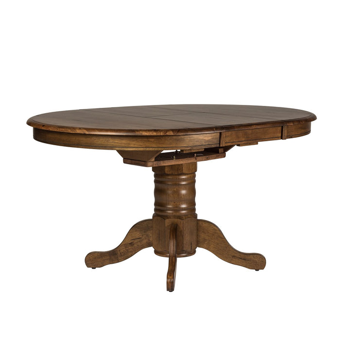 Carolina Crossing 5 Piece Pedestal Table Set - Furniture 4 Less (Jacksonville, NC)