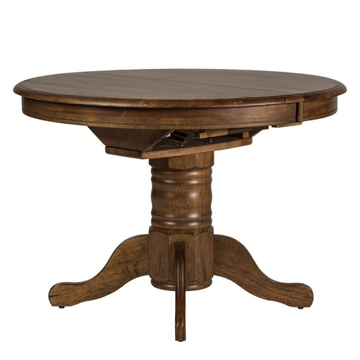 Liberty Furniture Carolina Crossing Oval Pedestal Table in Antique Honey - Furniture 4 Less (Jacksonville, NC)