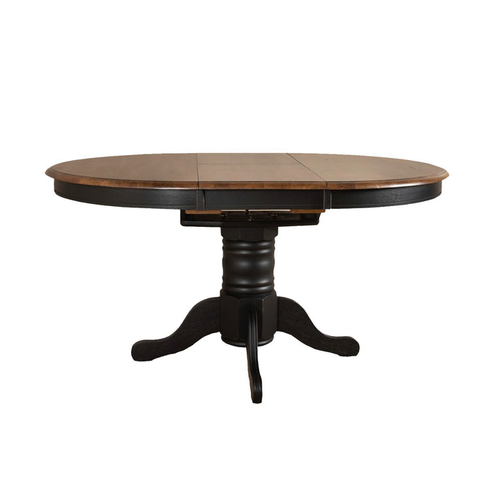 Carolina Crossing 5 Piece Pedestal Table Set- Black - Furniture 4 Less (Jacksonville, NC)