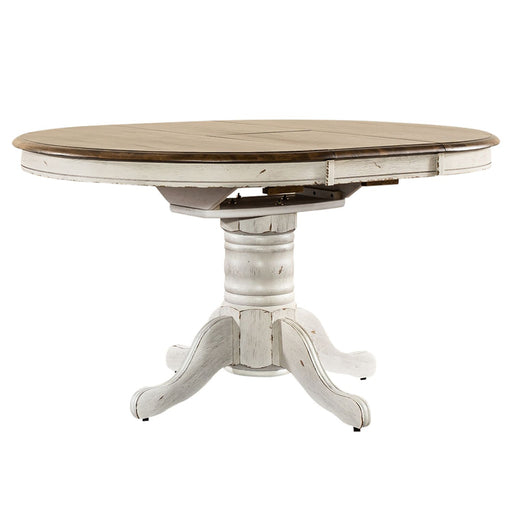 Carolina Crossing Pedestal Table Set- White - Furniture 4 Less (Jacksonville, NC)