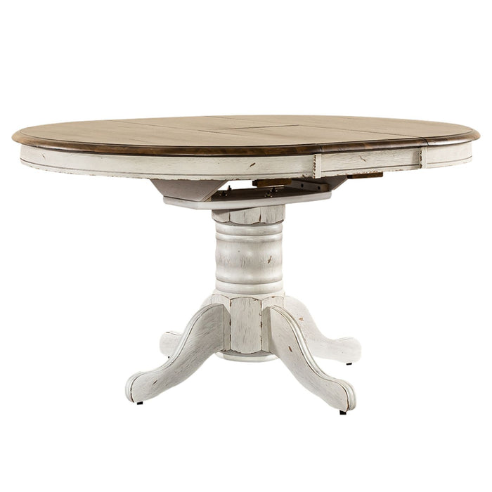 Carolina Crossing Pedestal Table Set- White - Furniture 4 Less (Jacksonville, NC)