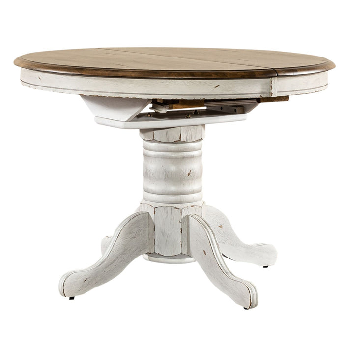 Carolina Crossing Pedestal Table Set- White - Furniture 4 Less (Jacksonville, NC)