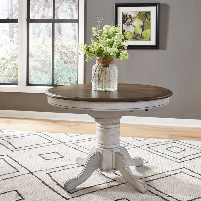 Carolina Crossing Pedestal Table Set- White - Furniture 4 Less (Jacksonville, NC)