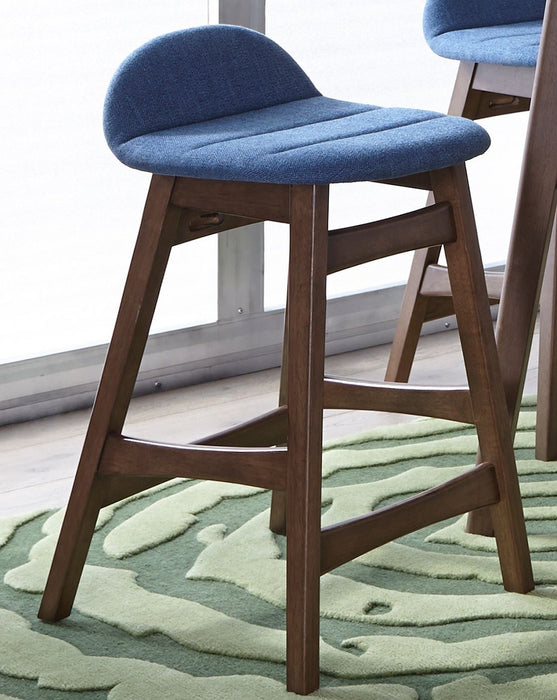 Liberty Furniture Space Saver 24" Counter Chair (Blue) in Satin Walnut (Set of 2) - Furniture 4 Less (Jacksonville, NC)