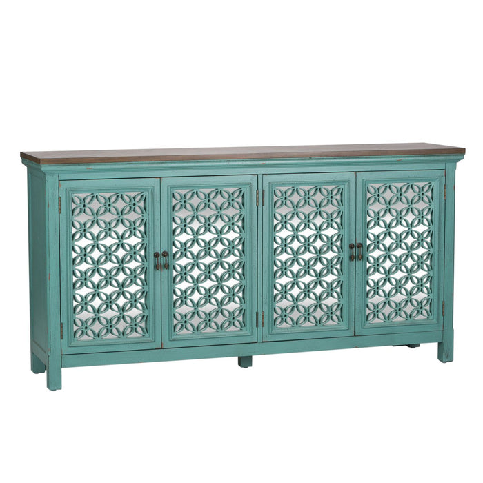 Kensington 4 Door Accent Cabinet in Turquoise - Furniture 4 Less (Jacksonville, NC)