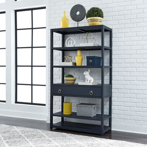 Liberty Furniture Midnight Accent Bookcase in Wire Brushed Denim - Furniture 4 Less (Jacksonville, NC)
