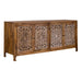 Marisol 74 Inch 4 Door Accent TV Stand in Weathered Honey and Soft Wash Gray - Furniture 4 Less (Jacksonville, NC)