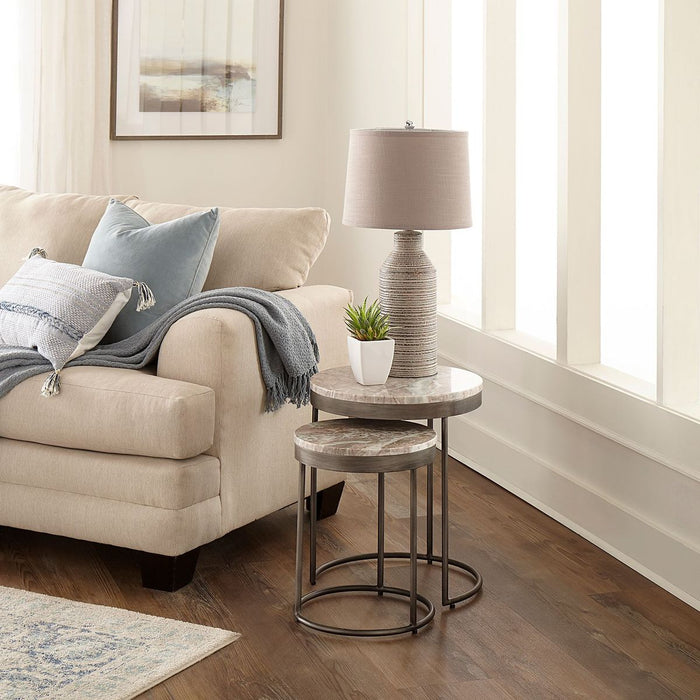 Liberty Furniture Eclipse Nesting Tables in Greystone Marble Top w/ Pewter Metal - Furniture 4 Less (Jacksonville, NC)