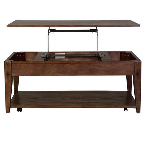 Liberty Furniture Lake House Lift Top Cocktail Table in Rustic Brown Oak - Furniture 4 Less (Jacksonville, NC)
