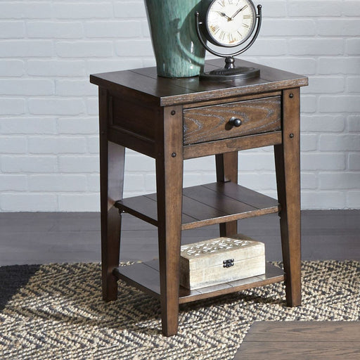 Liberty Furniture Lake House Chair Side Table in Rustic Brown Oak - Furniture 4 Less (Jacksonville, NC)