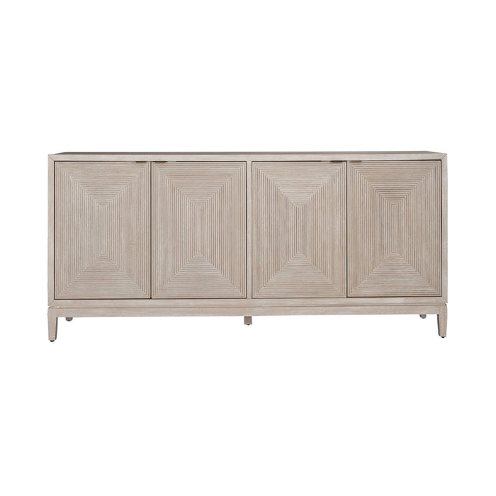 Kinsley 4 Door Accent Cabinet in Washed Taupe & Silver Champagne EST SHIP TIME APPX 4 WEEKS - Furniture 4 Less (Jacksonville, NC)