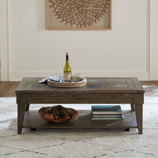Liberty Furniture Arrowcreek Lift Top Cocktail Table in Weathered Stone - Furniture 4 Less (Jacksonville, NC)