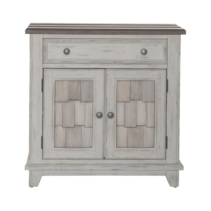 Liberty Furniture River Place Accent Cabinet in Riverstone White & Tobacco EST SHIP TIME APPX 4 WEEKS
