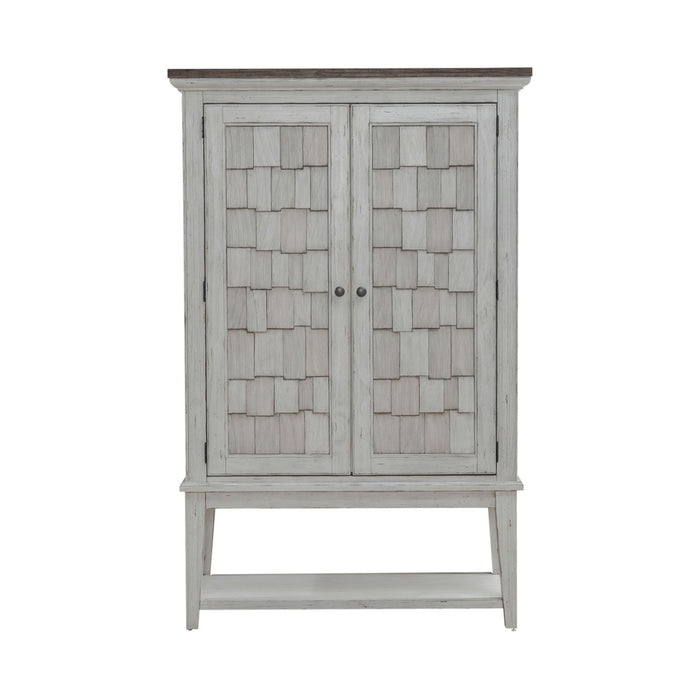 Liberty Furniture River Place Bar Cabinet in Riverstone White & Tobacco EST SHIP TIME APPX 4 WEEKS - Furniture 4 Less (Jacksonville, NC)