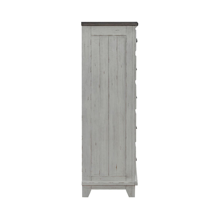 River Place 6 Drawer Chest in Riverstone White and Tobacco - Furniture 4 Less (Jacksonville, NC)