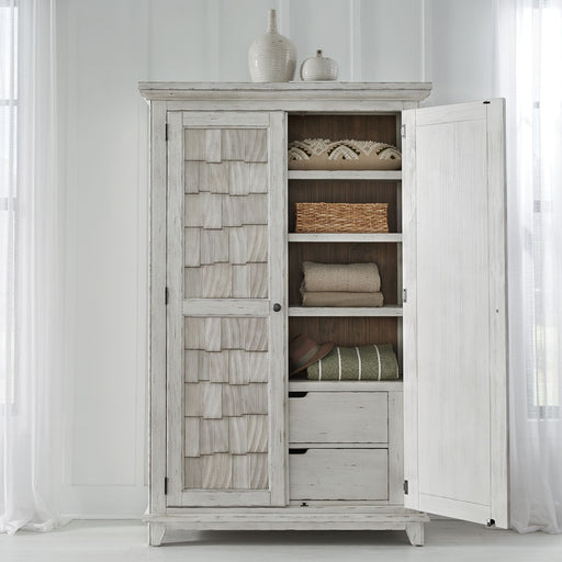 River Place Armoire in Riverstone White and Tobacco - Furniture 4 Less (Jacksonville, NC)