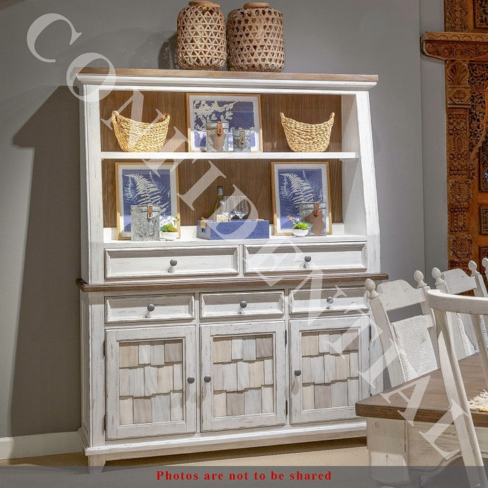 Liberty Furniture River Place Server & Hutch in Riverstone White & Tobacco image