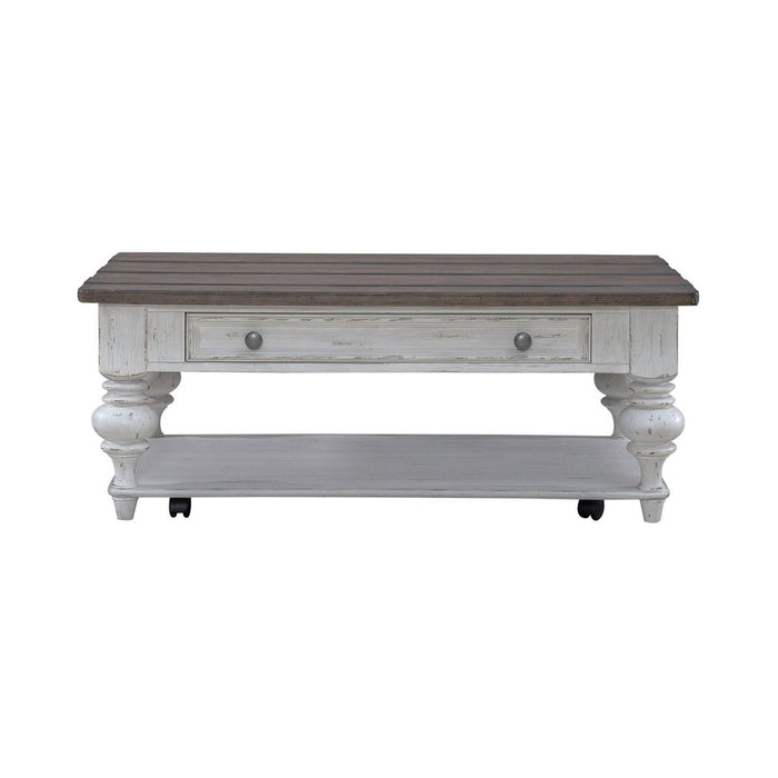 Liberty Furniture River Place Cocktail Table in Riverstone White & Tobacco - Furniture 4 Less (Jacksonville, NC)