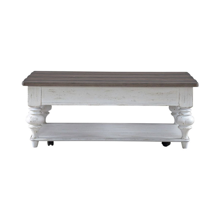 Liberty Furniture River Place Cocktail Table in Riverstone White & Tobacco - Furniture 4 Less (Jacksonville, NC)