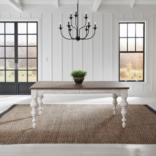 River Place Rectangular Leg Table in Riverstone White & Tobacco - Furniture 4 Less (Jacksonville, NC)