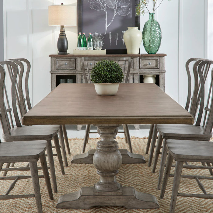 River Place 9 Piece Trestle Table Set - Furniture 4 Less (Jacksonville, NC)